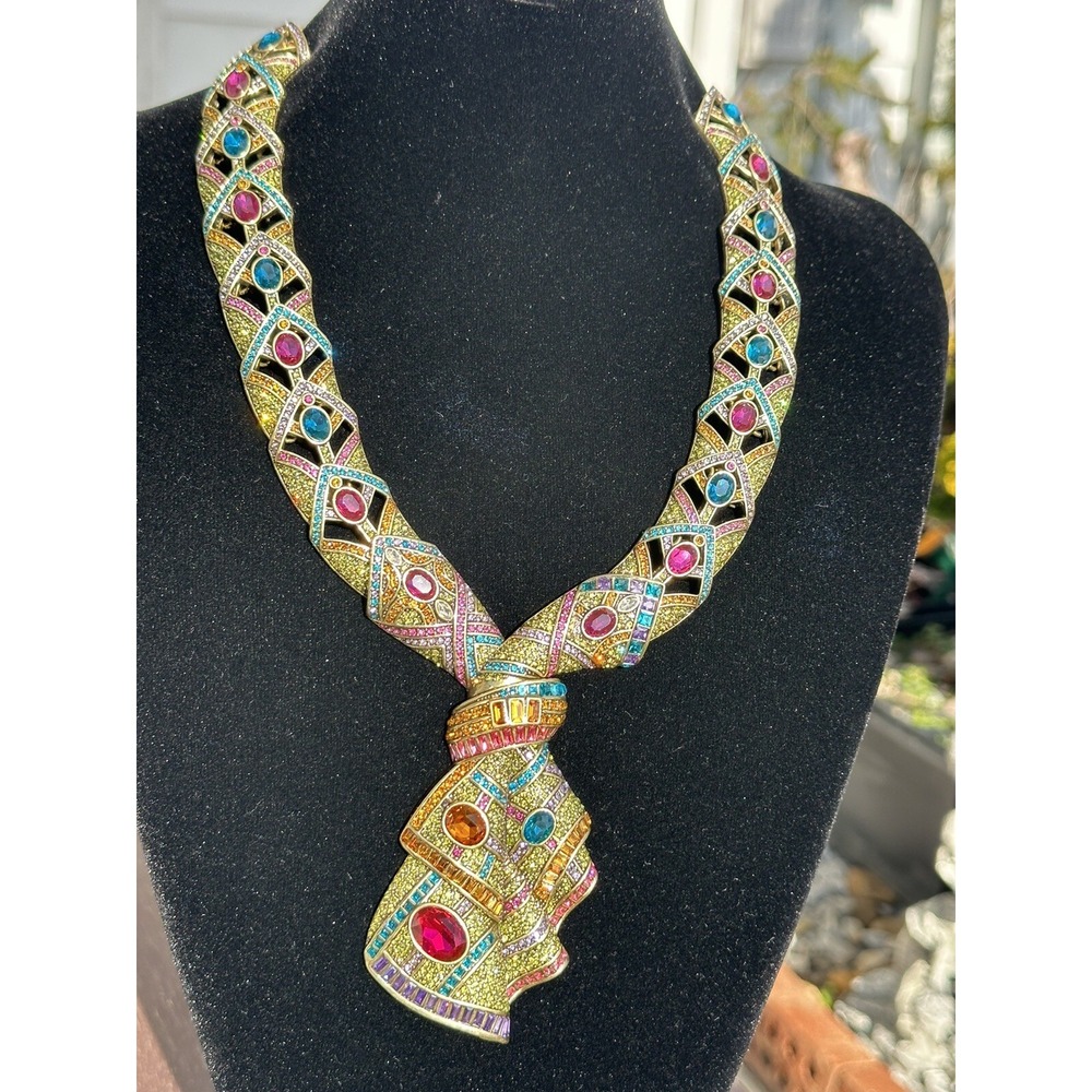 NWT Authentic HEIDI DAUS "Fully Vested"‎ Crystal Art Deco Statement Necklace
